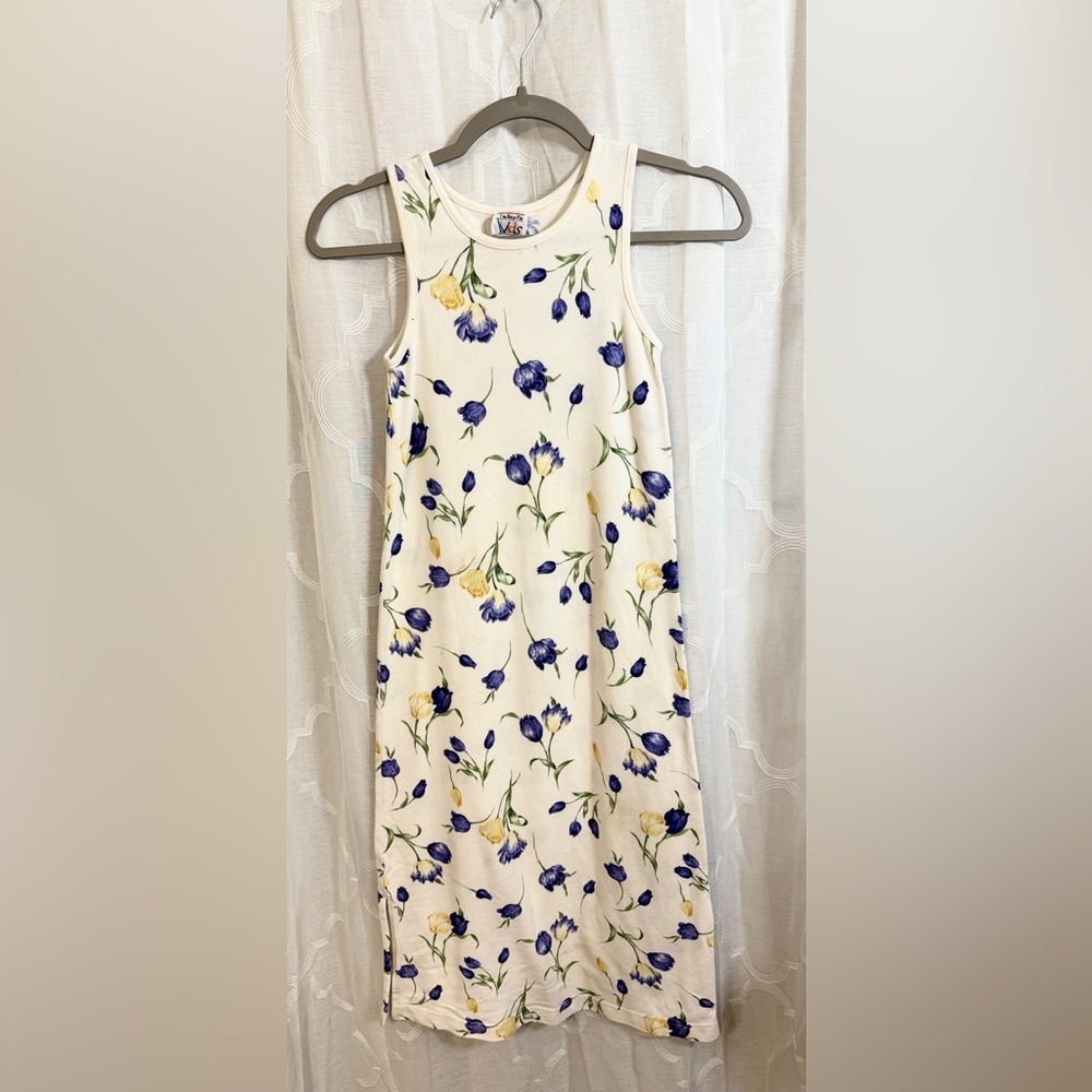 Talbots Kids Cream Tank Dress with Floral Details | Kids | Size 7 🌺